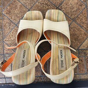 Steve Madden White Jaming Platform Wedge Sandals Size 5